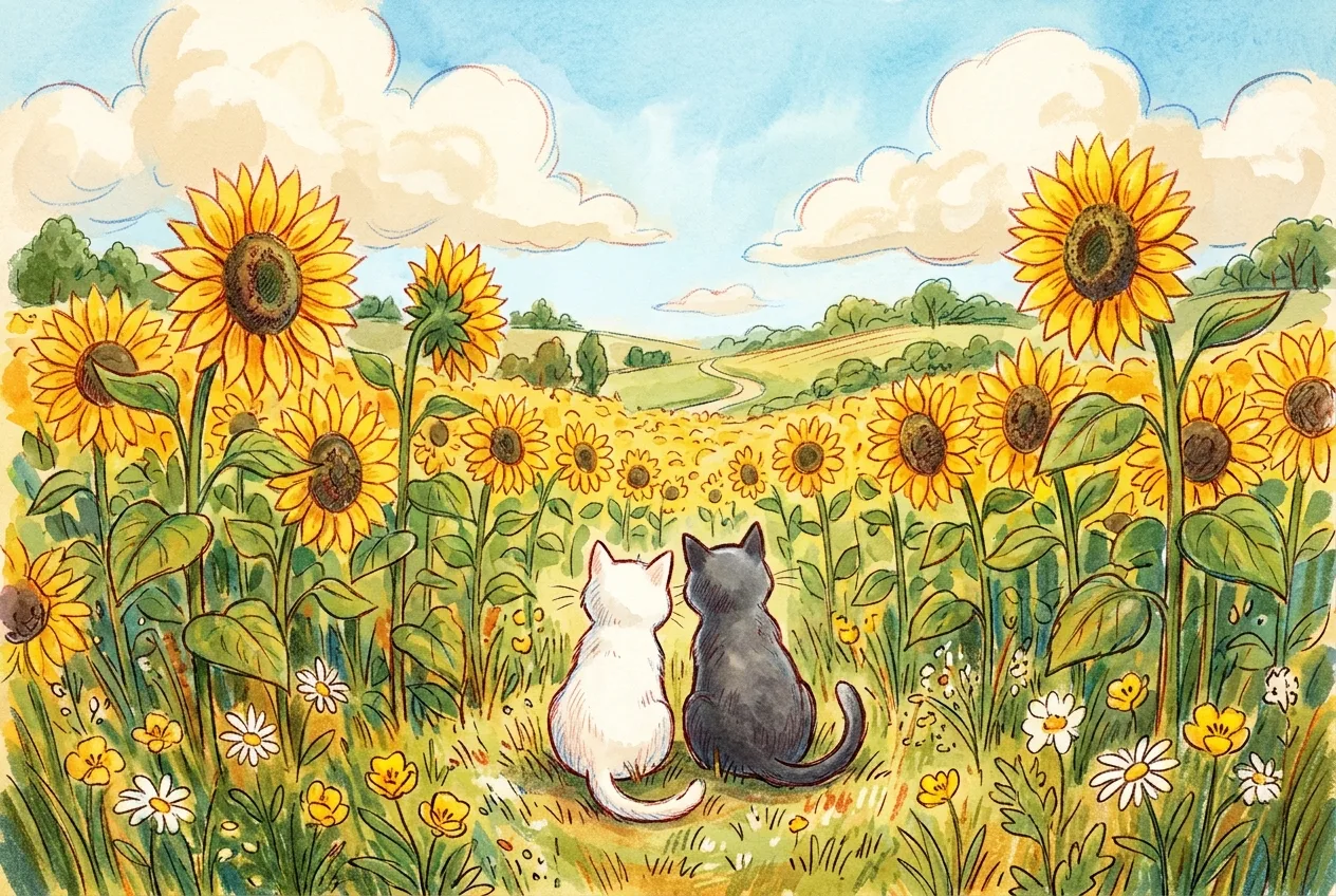 Anya e Momo tra i girasoli